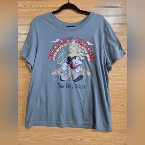 NWT Hybrid Apparel Gray Mickey Mouse Wild West Kids T-Shirt XXL